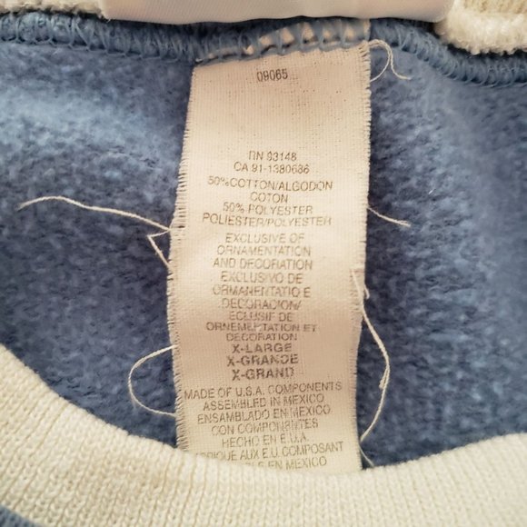 Vintage Sparkly Cat Graphic Sweater Baby Blue White Trim Pull Over Sweatshirt XL - Picture 12 of 12